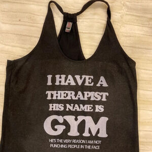 NWOT District Made Black Tank with Humorous Saying Size Large